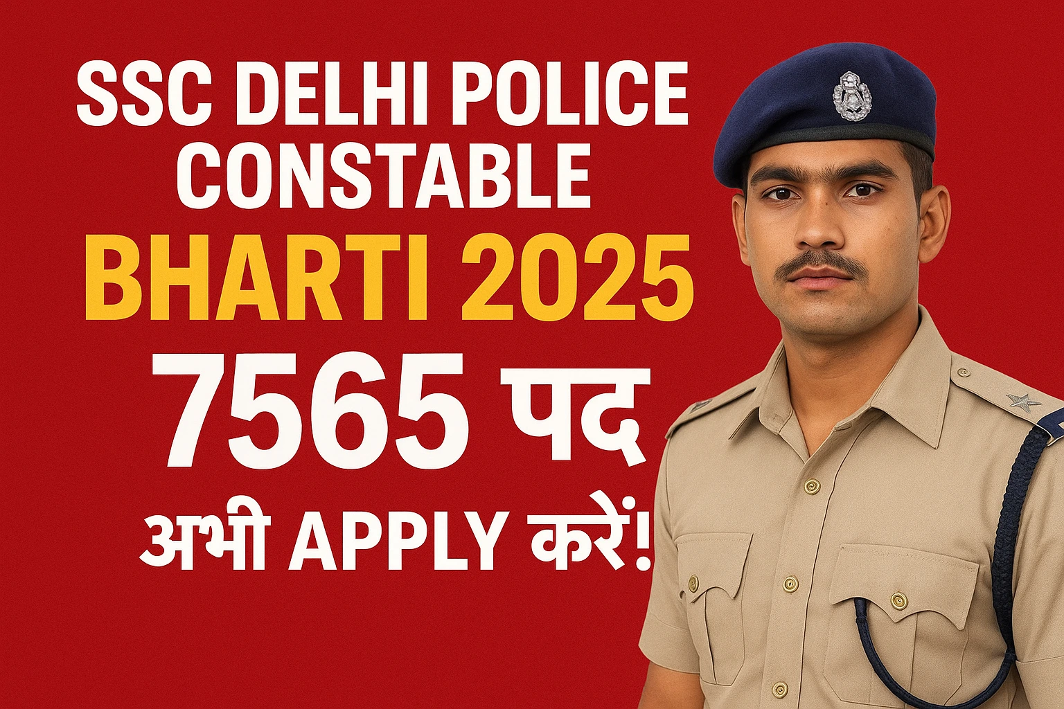 SSC Delhi Police Constable Bharti 2025 – कांस्टेबल के 7565 पदों पर सुनहरा मौका, आज ही करें ऑनलाइन आवेदन